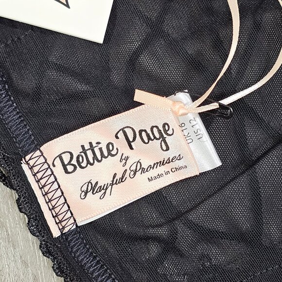 Bettie Page Black Lingerie Skirt with Lace Up Back, Size US 12 - Picture 5 of 7